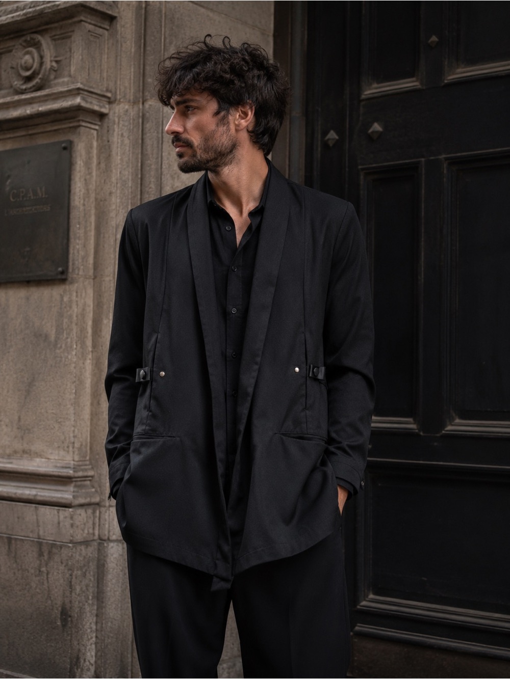 Reindee Lusion Black Utility Blazer Jacket S Avant Garde Dark Academia Techwear